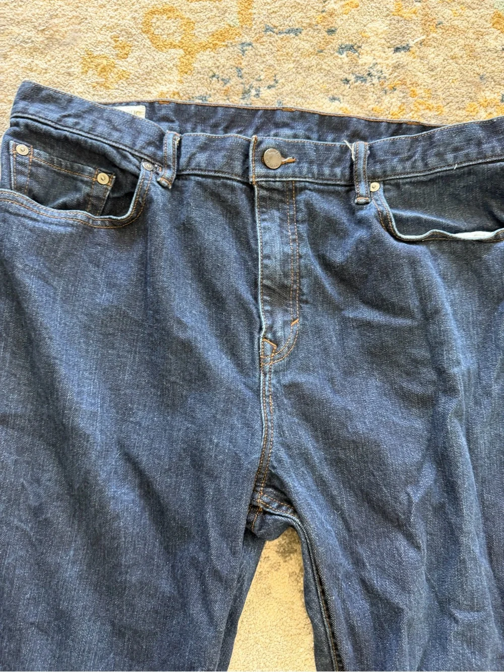 Banana Republic Dark Blue Straight Jeans with Brown Stitching
